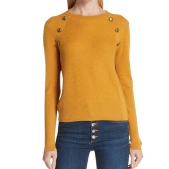 Veronica Beard Pearson Merino Wool Sweater in Mustard Yellow - Picture 1 of 7